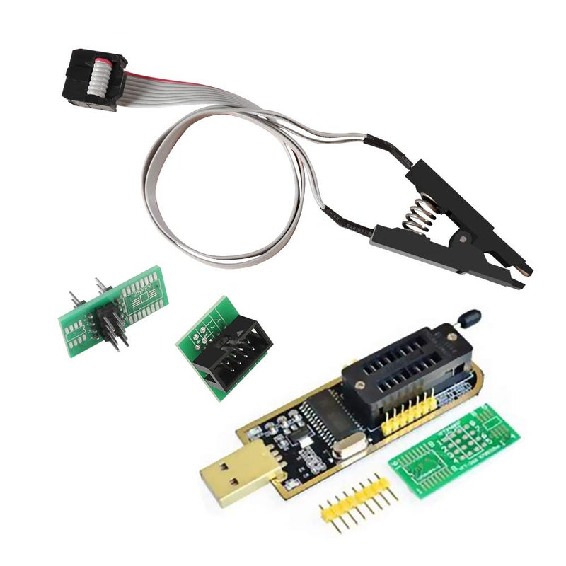 ACEIRMC SOIC8 SOP8 Flash Chip IC Test Clips Socket Adpter Programmer BIOS + CH341A 24 25 Series for EEPROM Flash BIOS USB Programmer Module (Double Clip+ USB) - Image 1